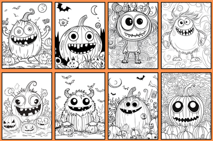 Digital Cute Monster's Halloween Colouring Book