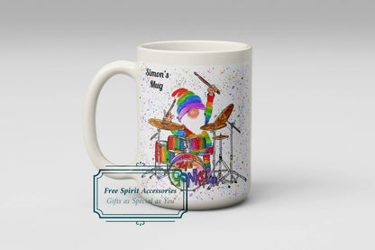  Personalised Gonk Drummer Mug by Free Spirit Accessories sold by Free Spirit Accessories