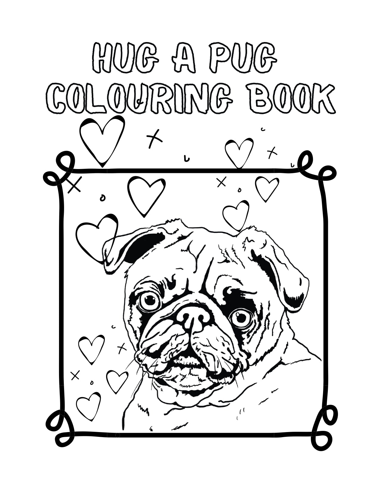 Digital Hug A Pug Colouring Book